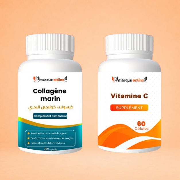 فيتامين سي    Vitamine C    كولاجين بحري   Collagène marin 60gelules