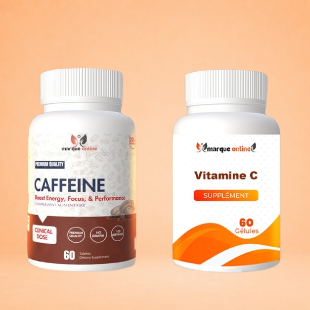فيتامين سي    كافيين   caféine     60 gelules