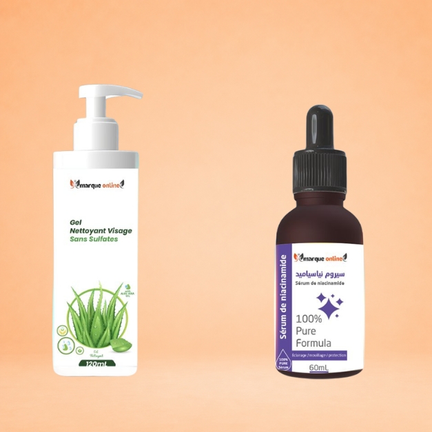 سيروم نياسيناميد . جل مرطب ومنظف الوجه Sérum à la niacinamide. Gel hydratant et nettoyant pour le visage.