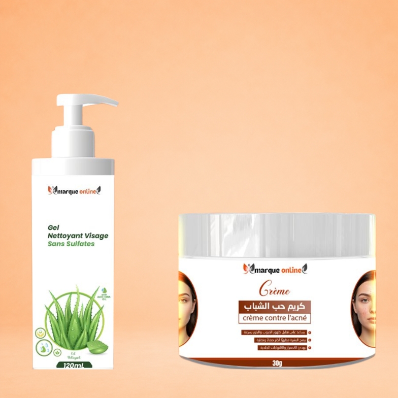 كريم حب شباب و جل منظف للوجة Crème contre l'acné et gel nettoyant pour le visage