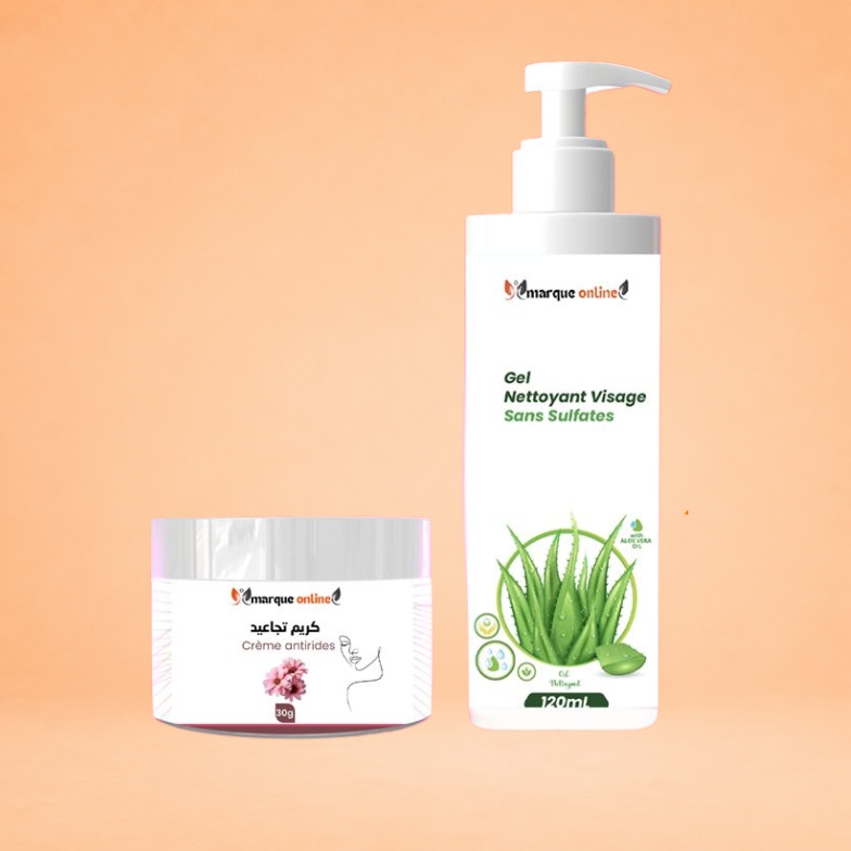 كريم تجاعيد مع جل تنظيف صبار Crème anti-rides avec gel nettoyant