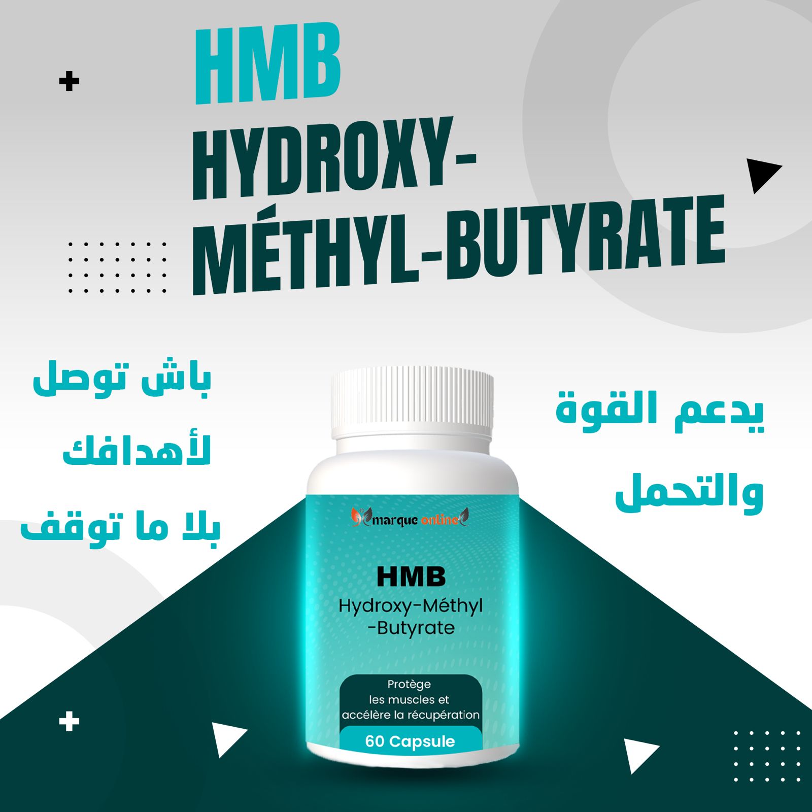 hmb بروتين العضلات 60 gelules